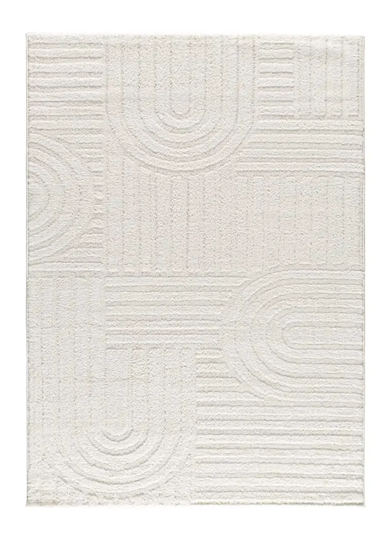 Alfombra geométrica estilo escandinavo con relieve Juno 54406 Blanco