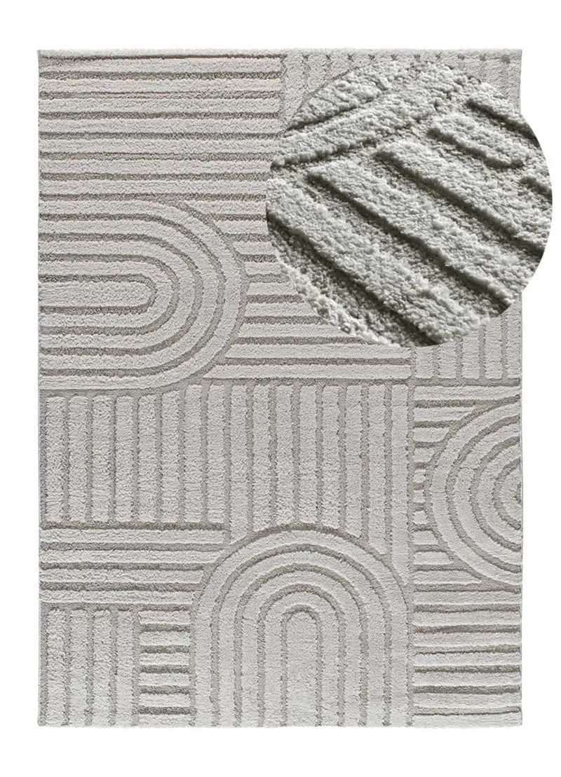 Alfombra geométrica estilo escandinavo con relieve Juno 54406 Gris
