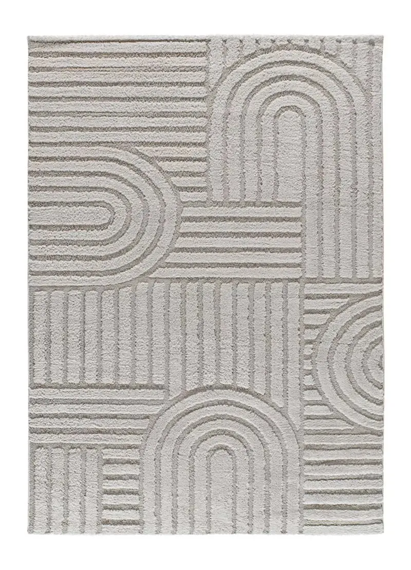 Alfombra geométrica estilo escandinavo con relieve Juno 54406 Gris