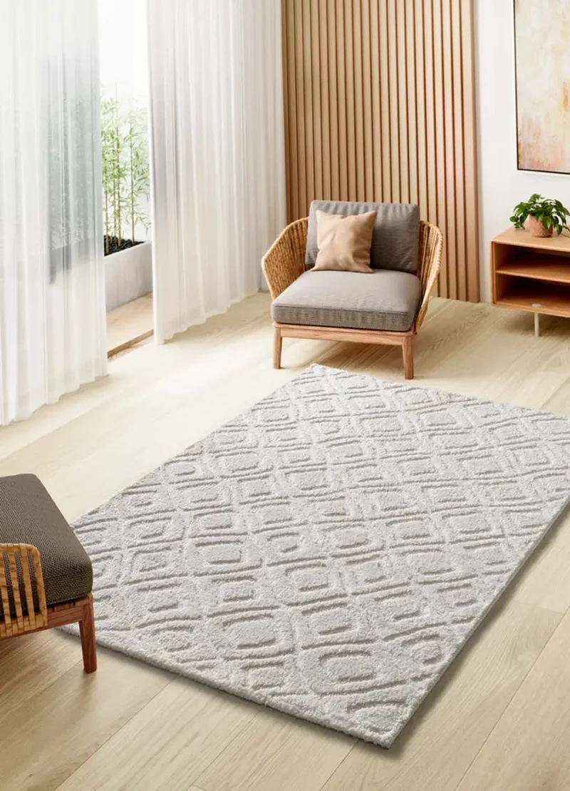 Alfombra de estilo escandinavo con relieve Juno 111 Blanco