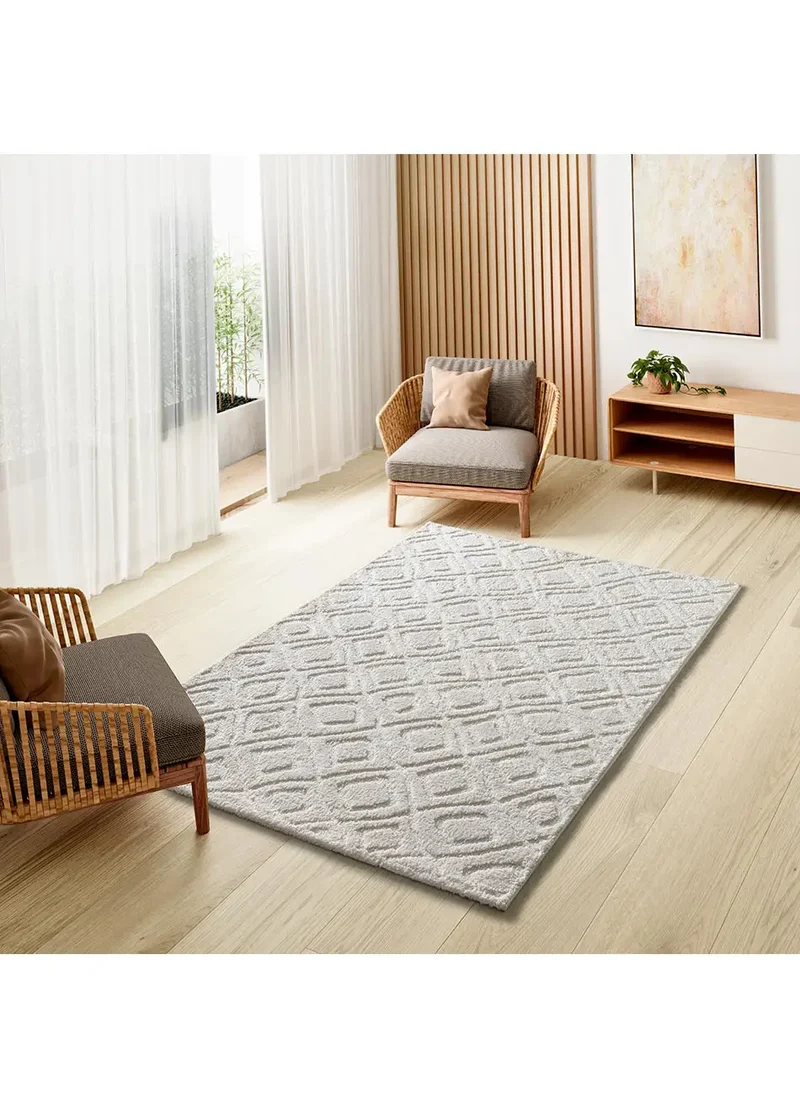 Alfombra de estilo escandinavo con relieve Juno 111 Blanco