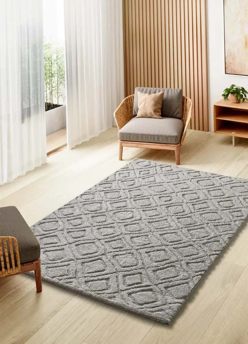 Alfombra de estilo escandinavo con relieve Juno 111 Gris