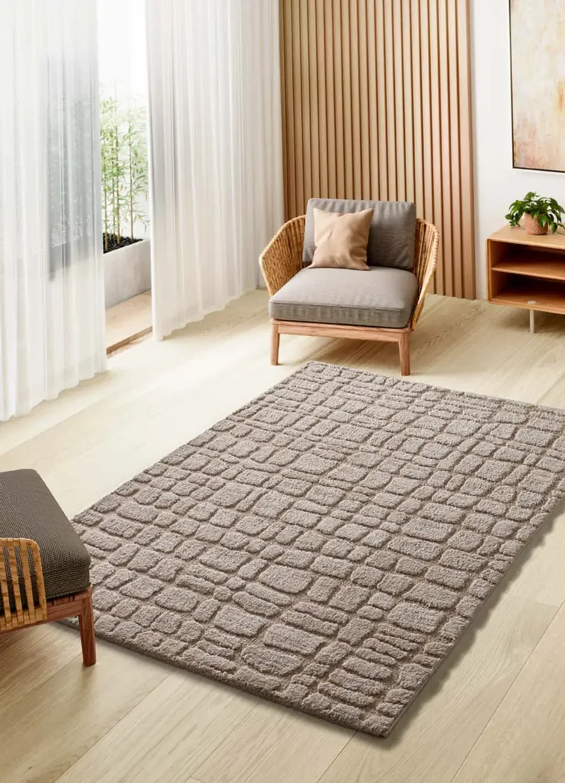 Alfombra de estilo escandinavo con relieve Juno 13 Beige