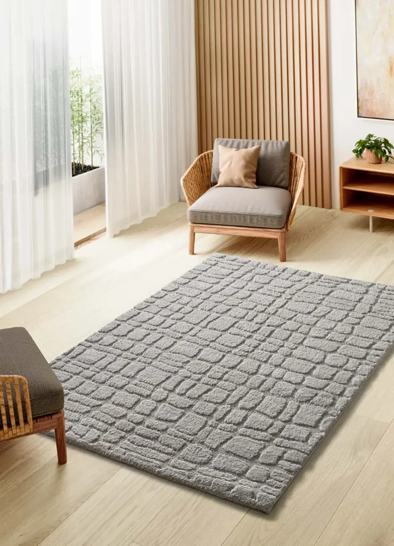 Alfombra de estilo escandinavo con relieve Juno 13 Gris