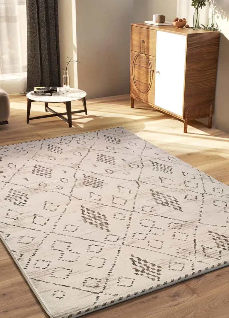 Alfombra étnica en crema y marrón Ceres 54008