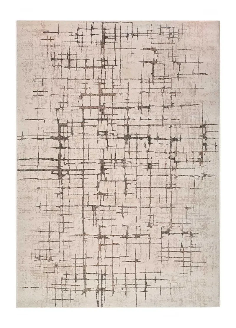 Alfombra moderna en crema y marrón Ceres 28001