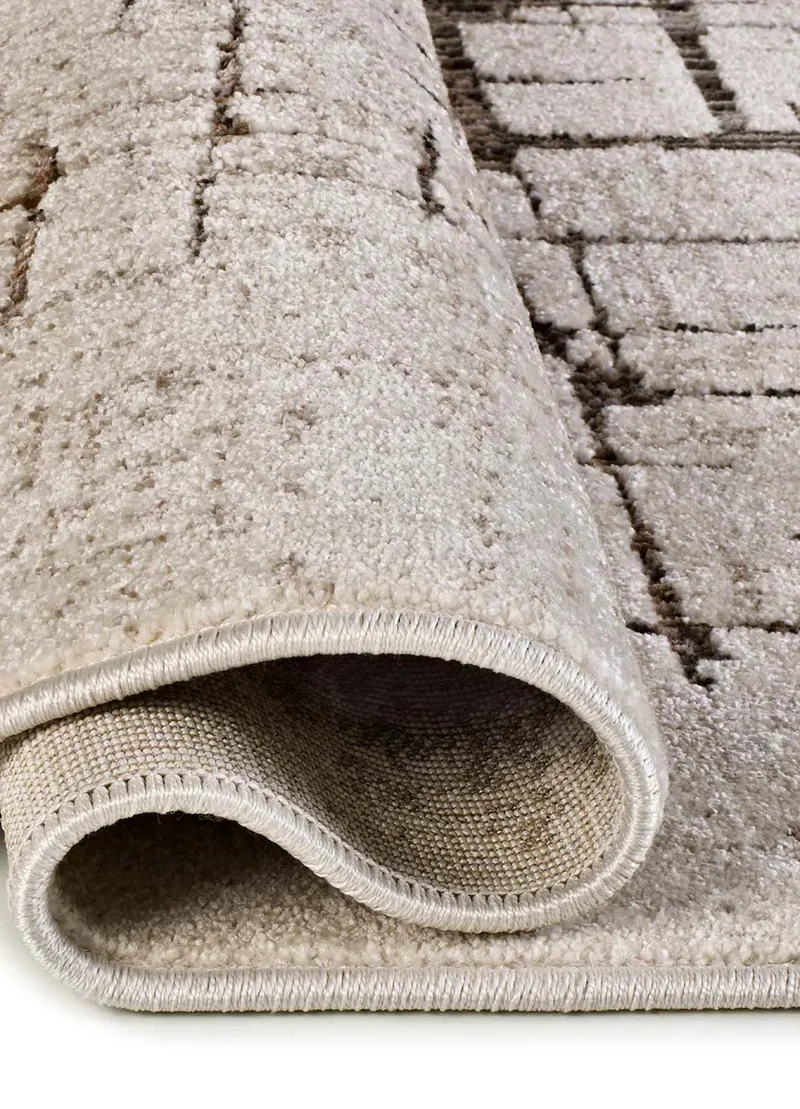 Alfombra moderna en crema y marrón Ceres 28001