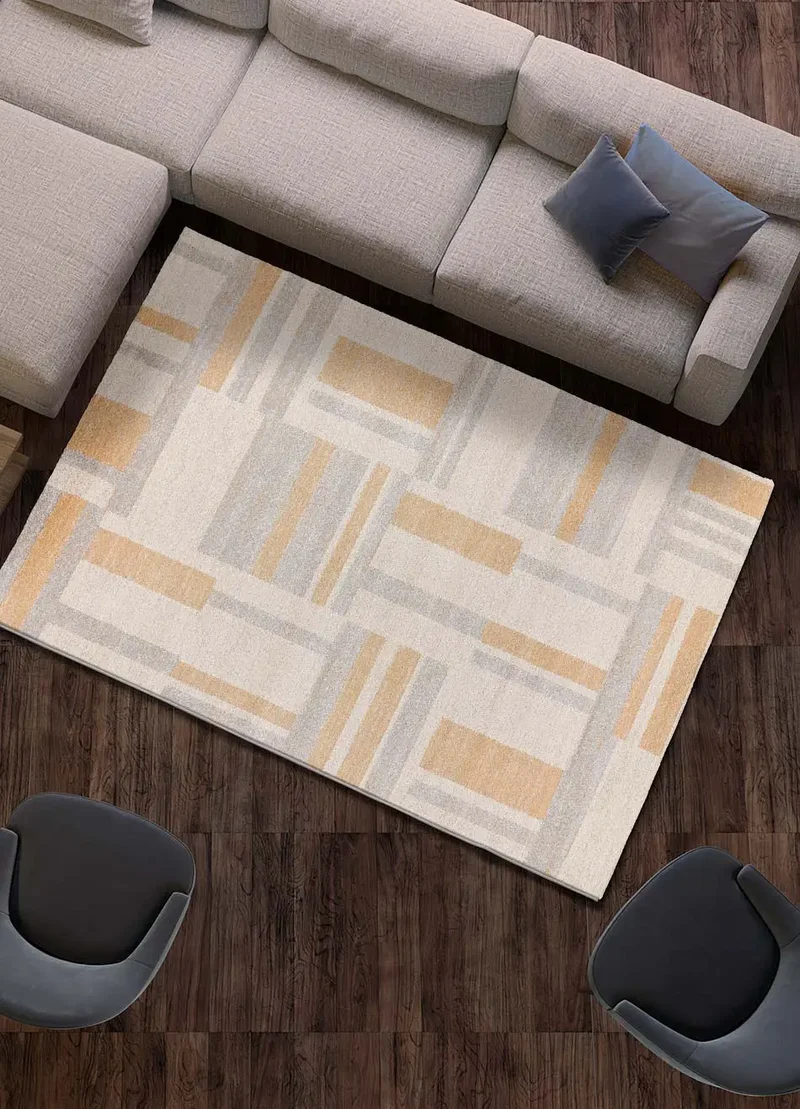Alfombra geométrica beige/gris Craft 12934