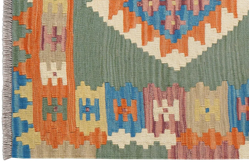 Kelim Gashgai · Handgewebt – Grün, 152x101 cm