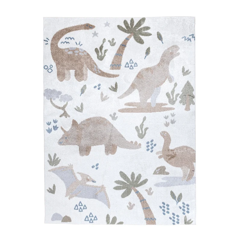 Waschbarer Kinderteppich - Mace Dino Creme