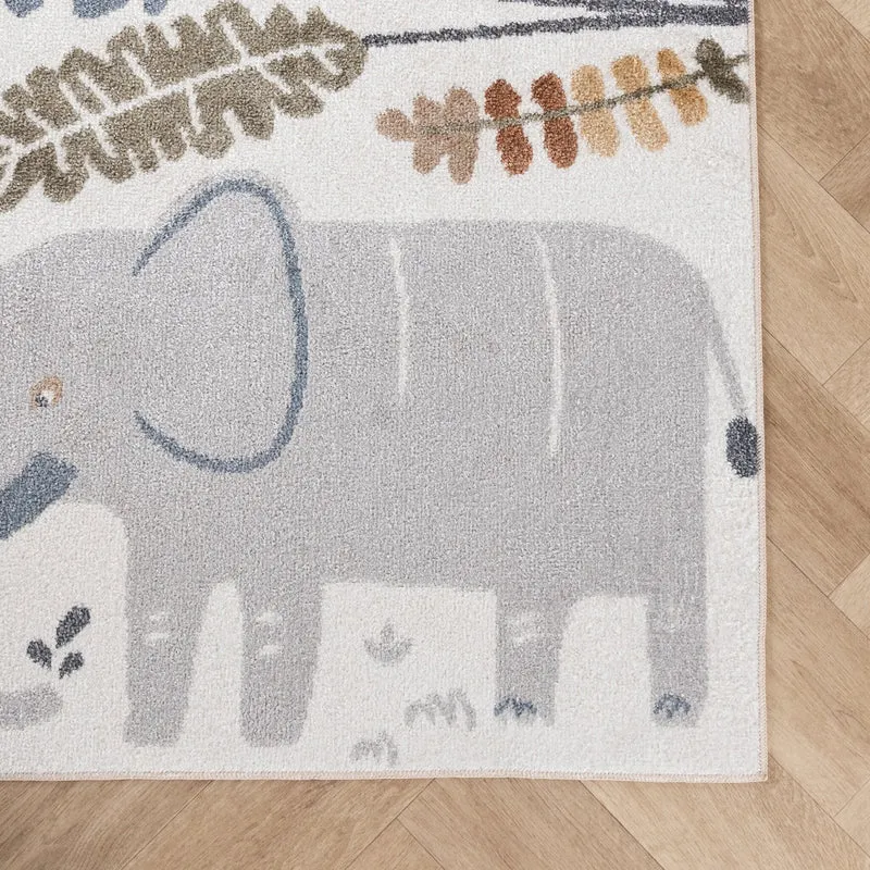 Waschbarer Kinderteppich - Mace Animals Creme