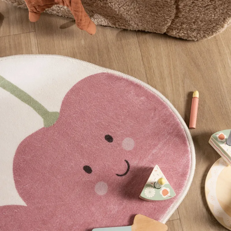 Waschbarer Kinderteppich - Berry Kirschen Rot