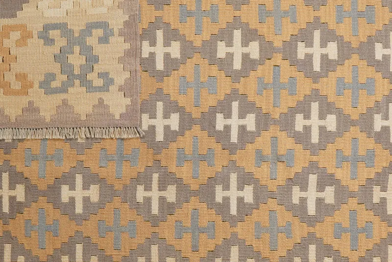 Kelim Gashgai · Handgewebt – Grau, 234x176 cm