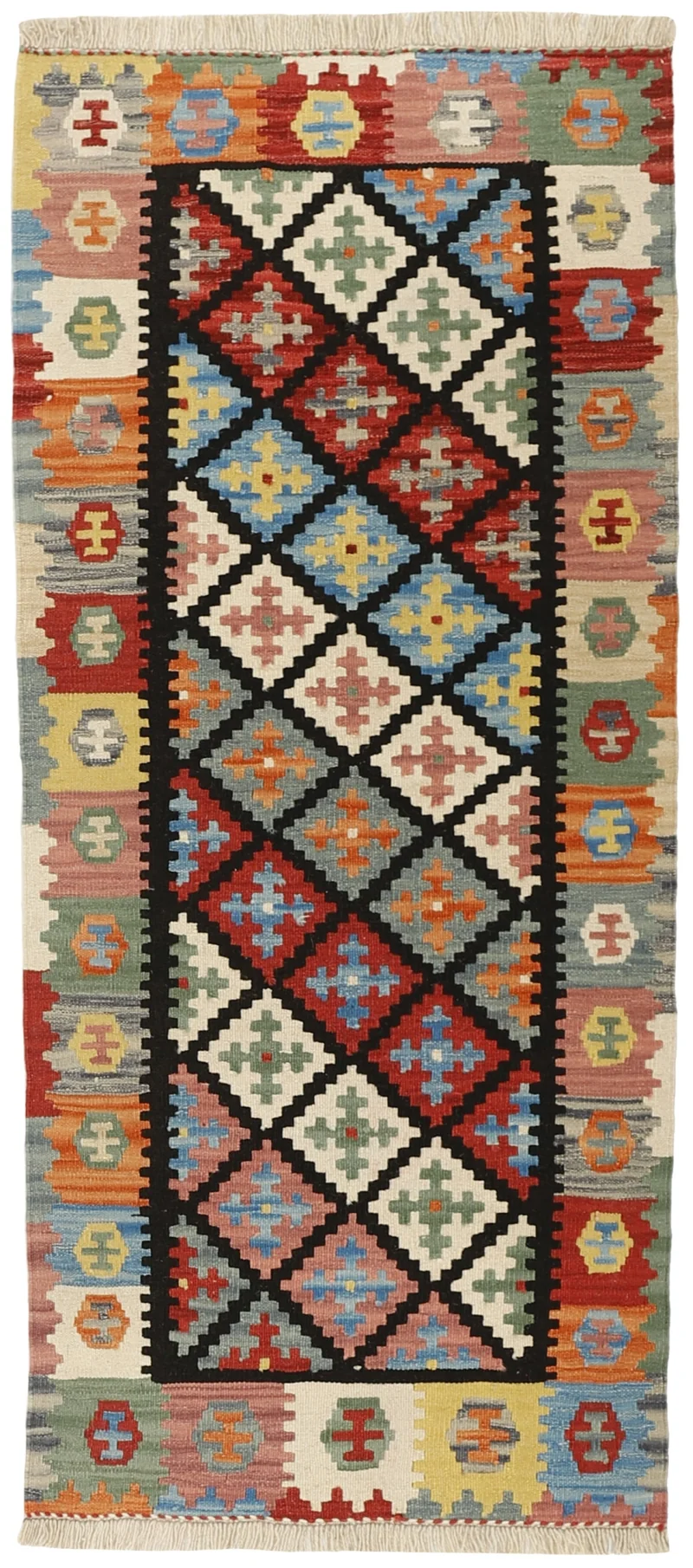 MY-RUG Teppich "Kelim" Rauten-& Diamantmuster, Handgewebt