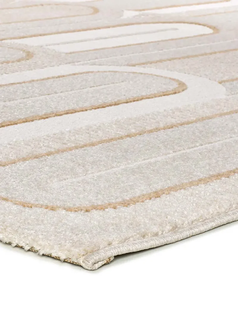 Alfombra geométrica con texturas Flora 12968 Blanco