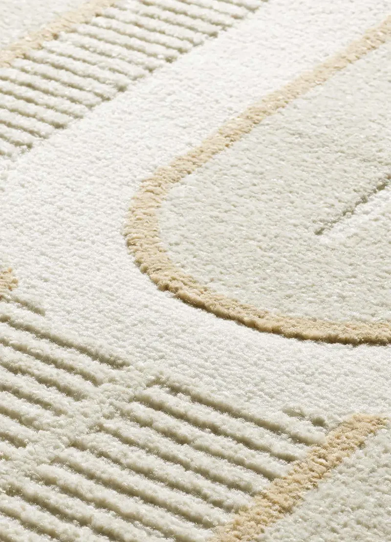 Alfombra geométrica con texturas Flora 12968 Blanco