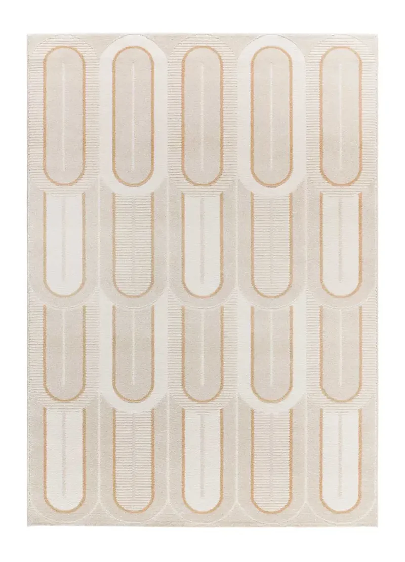 Alfombra geométrica con texturas Flora 12968 Blanco