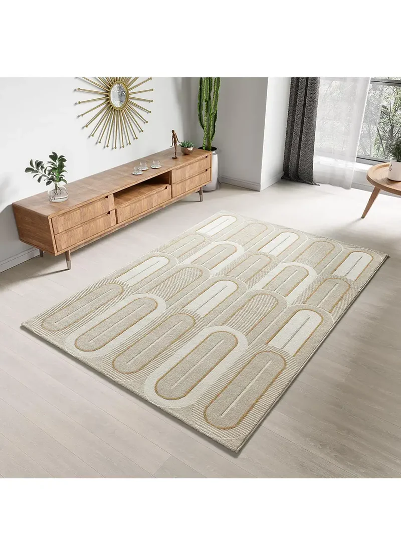 Alfombra geométrica con texturas Flora 12968 Blanco