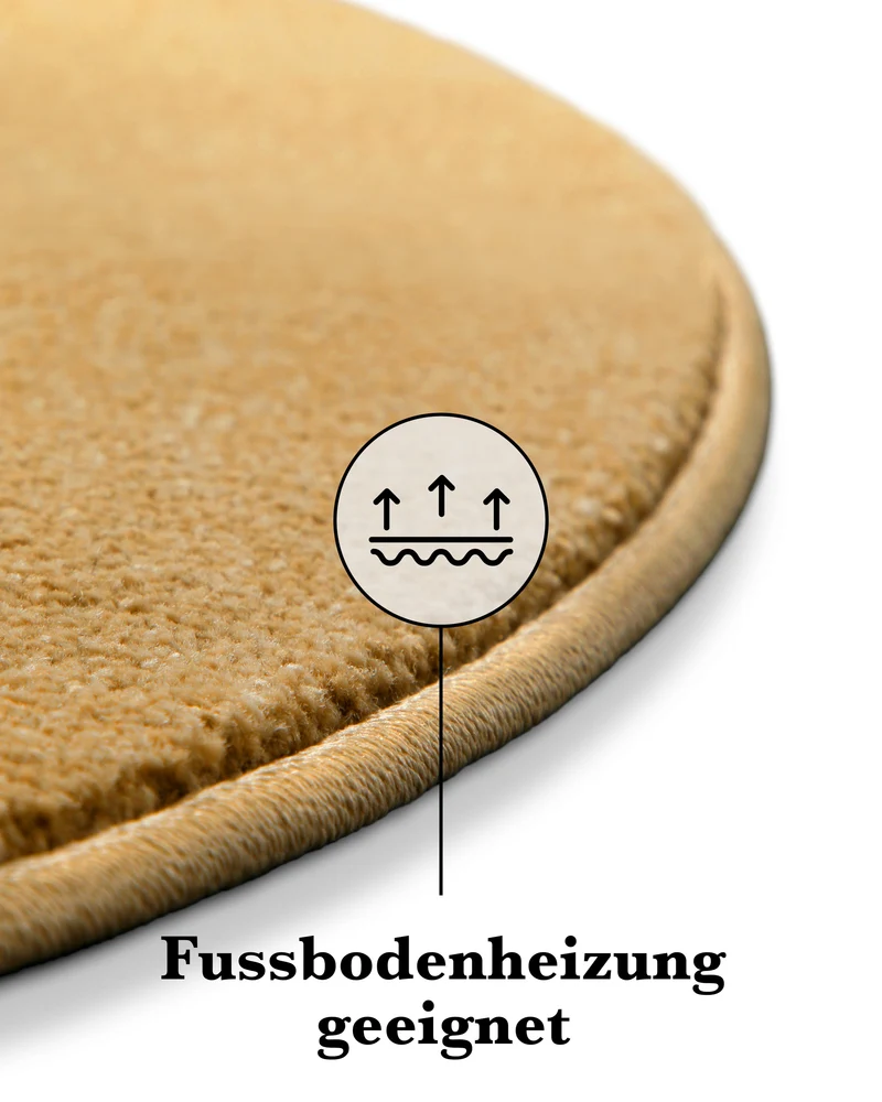 Kurzflorteppich Rund Ocker Gelb "Freja" WECONhome Basics
