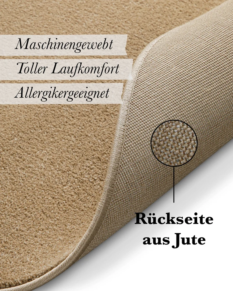 Kurzflorteppich Rund Sand Beige "Freja" WECONhome Basics