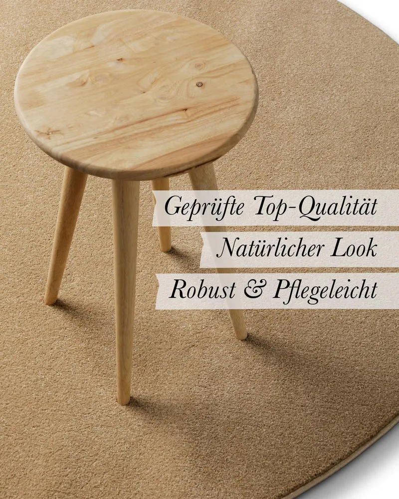 Kurzflorteppich Rund Sand Beige "Freja" WECONhome Basics