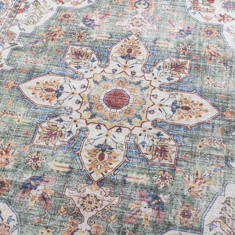 Waschbarer Läufer - Domingo Mandala Olivgrün