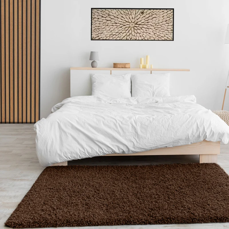 Prime Shaggy Hochflor Langflor Teppich Einfarbig Modern Braun