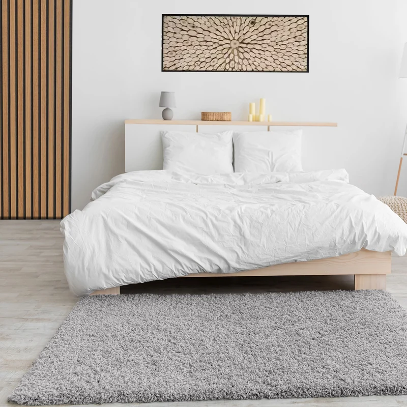 Teppich Prime Shaggy Hochflor Einfarbig Grau Weich für Wohnzimmer, Schlafzimmer, küche