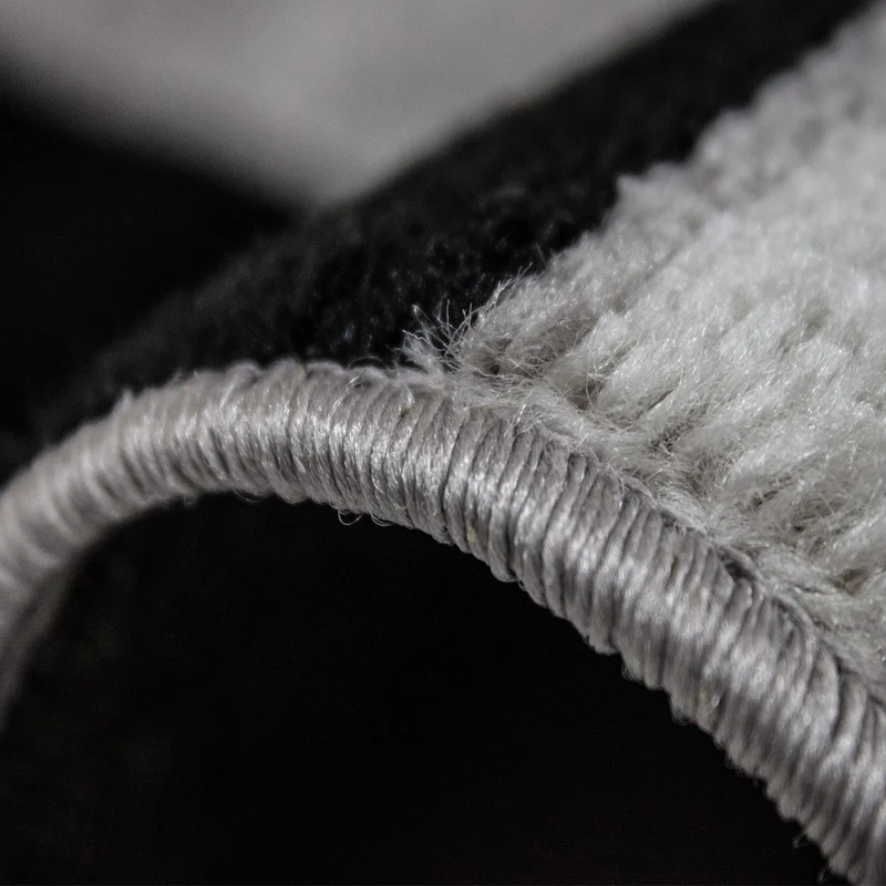 Teppich kurzflor Modern Retro Stil mit Bordüre Grau Schwarz Weiß für Wohnzimmer, Schlafzimmer, kinderzimmer