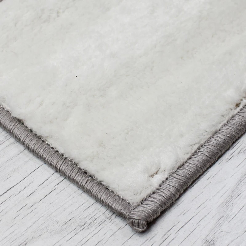 Teppich kurzflor Modern Retro Stil mit Bordüre Grau Schwarz Weiß für Wohnzimmer, Schlafzimmer, kinderzimmer