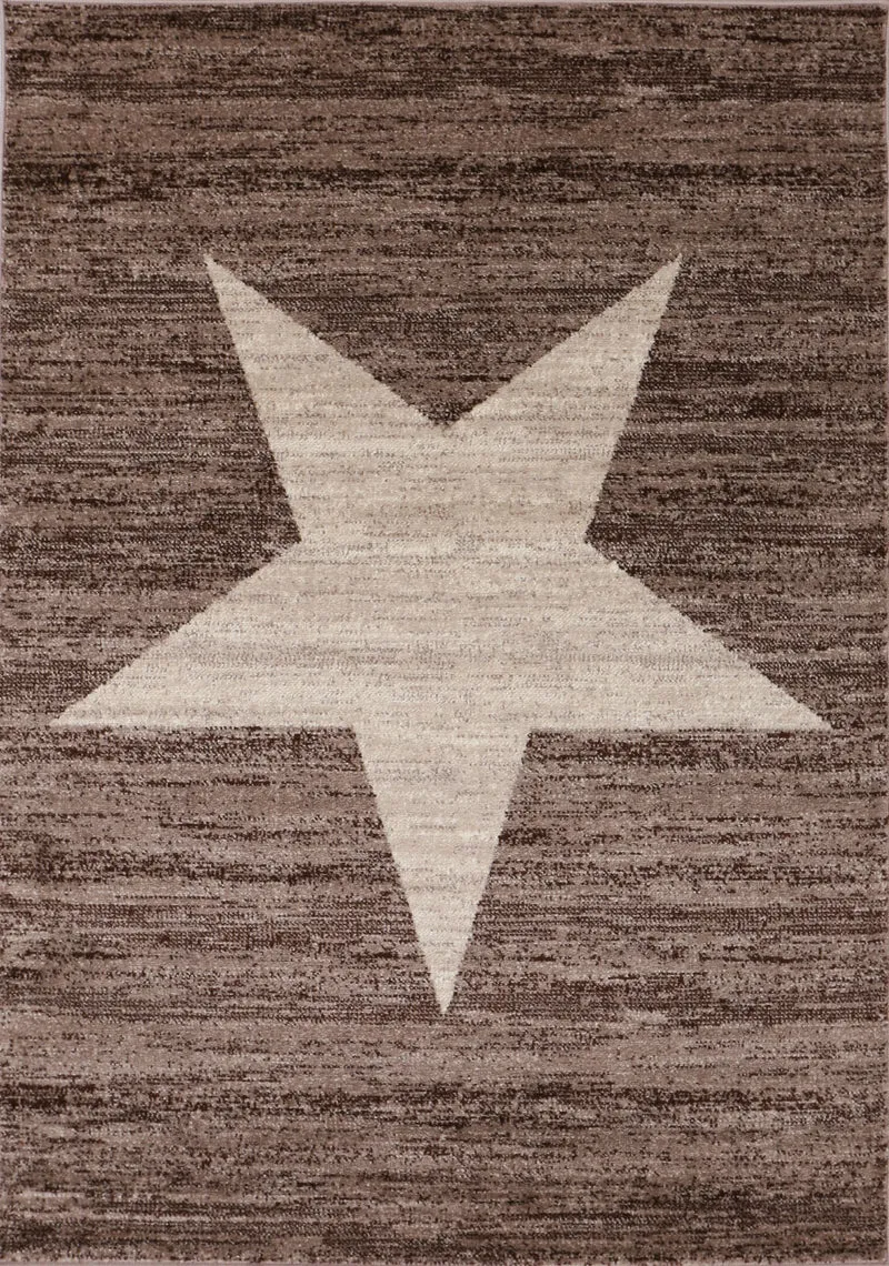 Milano9121 Beige Trendiger Kurzflor Teppich, Sternmuster