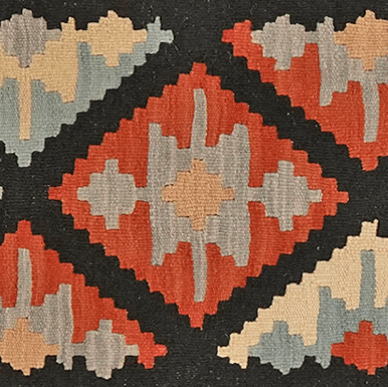 Kelim Gashgai · Handgewebt – Schwarz, 91x64 cm