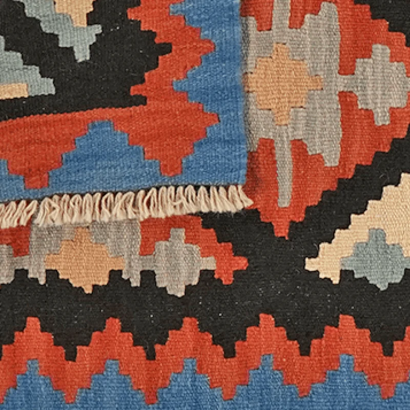 Kelim Gashgai · Handgewebt – Schwarz, 91x64 cm