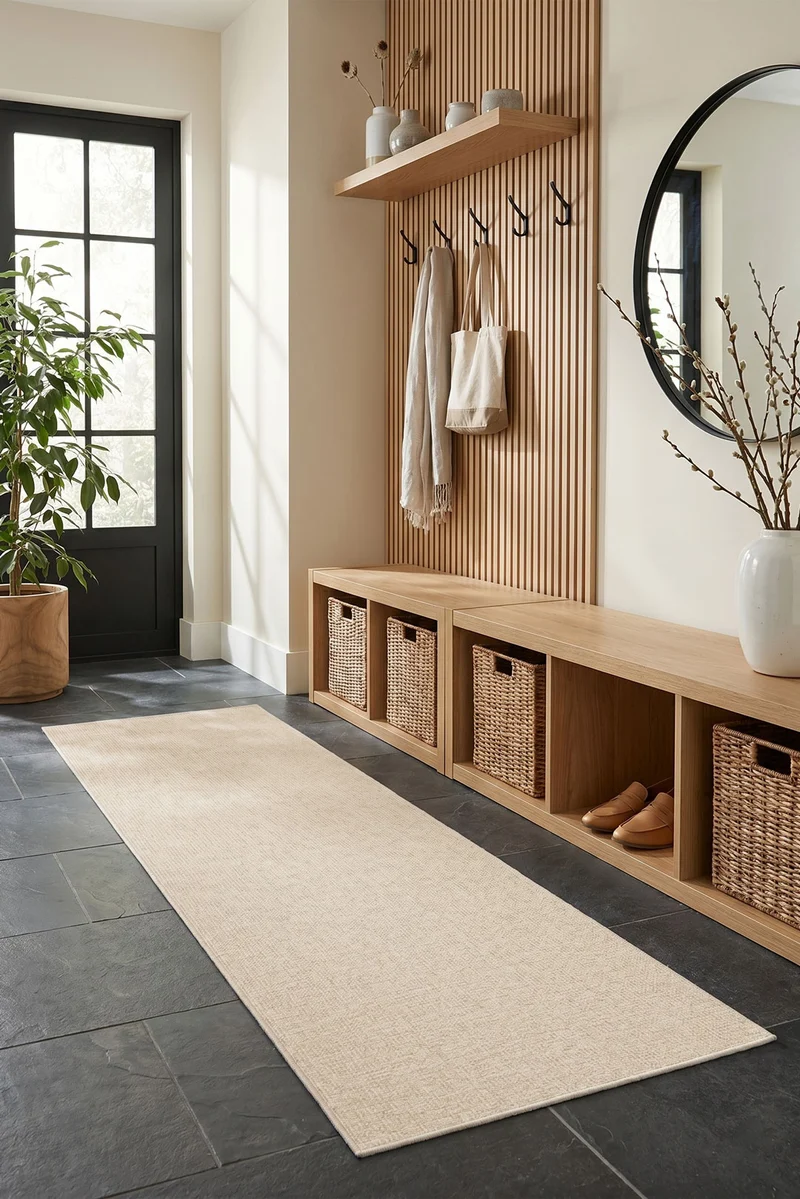 Jute-Haptik Mono Creme Teppich