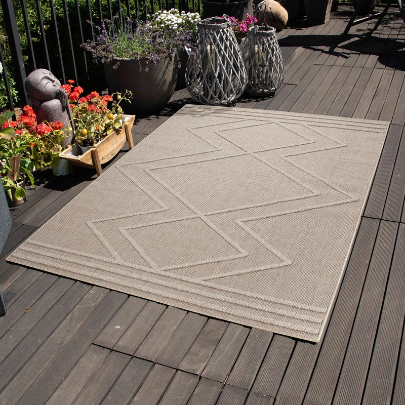 Carpettex Bouclé Teppich 3D Hoch-Tief Indoor Outdoor Wetterfest