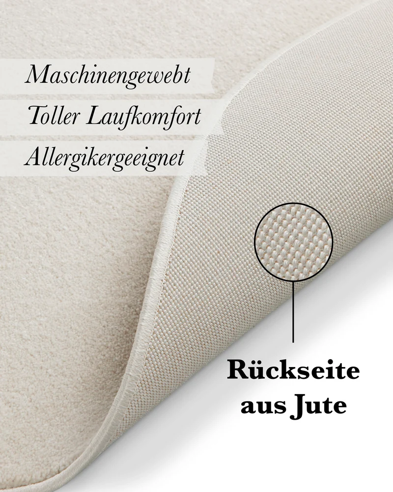 Kurzflorteppich Rund Creme Weiß "Freja" WECONhome Basics