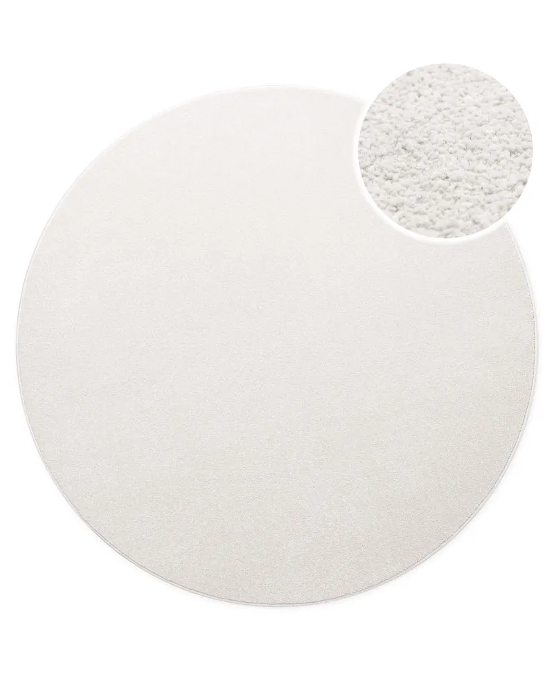 Kurzflorteppich Rund Creme Weiß "Freja" WECONhome Basics