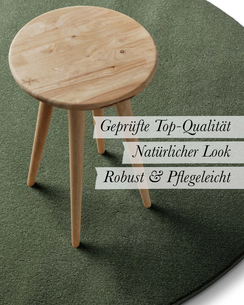 Kurzflorteppich Rund Laub Grün "Freja" WECONhome Basics