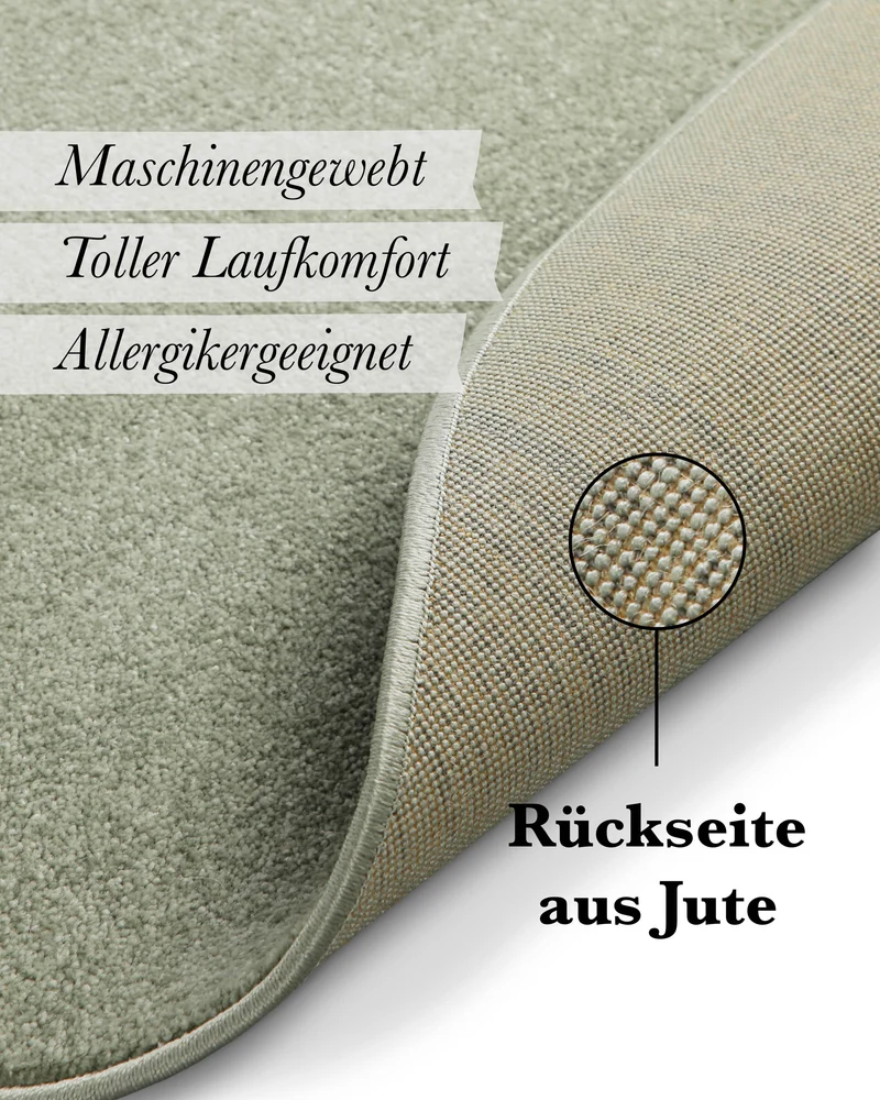 Kurzflorteppich Rund Licht Grün "Freja" WECONhome Basics