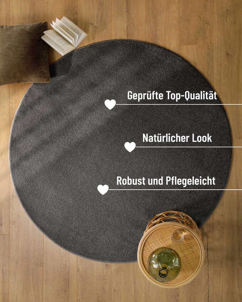 Esprit Kurzflorteppich Rund Anthrazit Grau "Vegas"