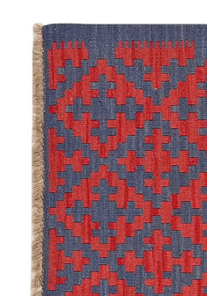 Kelim Gashgai · Handgewebt – Blau, 90x65 cm