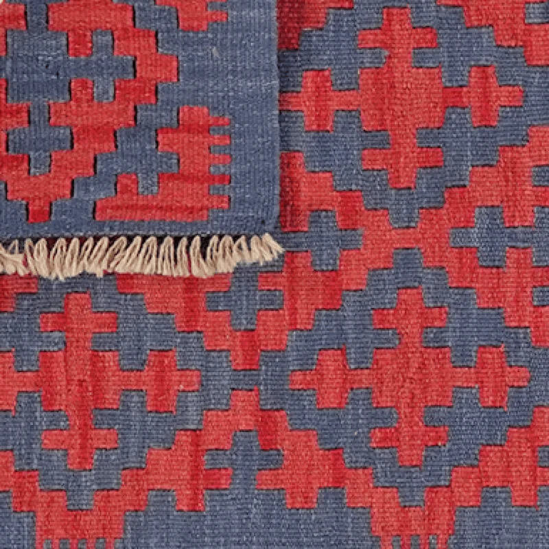 Kelim Gashgai · Handgewebt – Blau, 90x65 cm