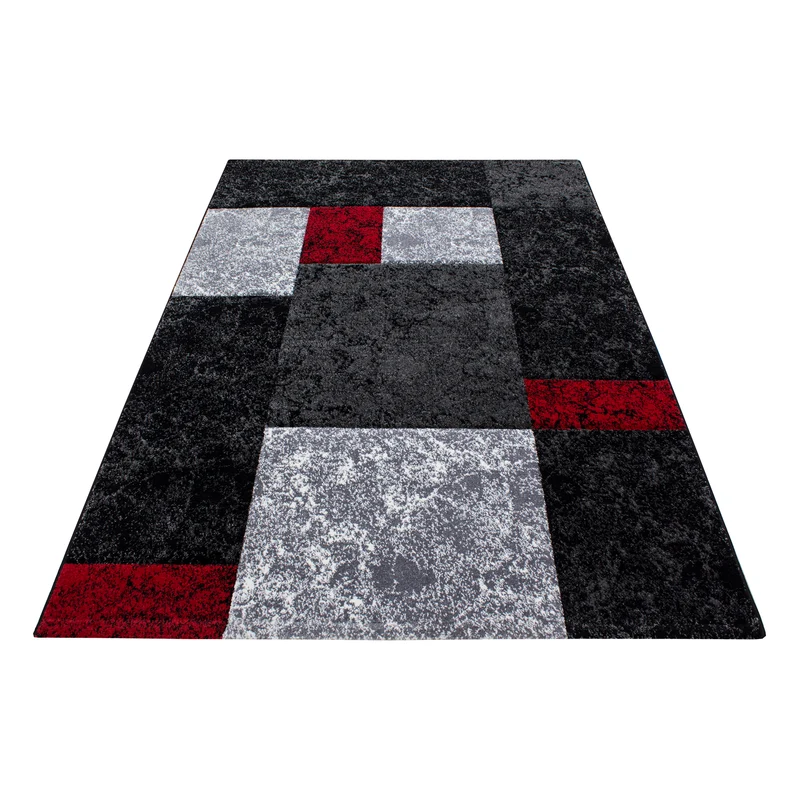 Carpettex Kurzflor Teppich Konturenschnitt Karo Meliert Waschbar