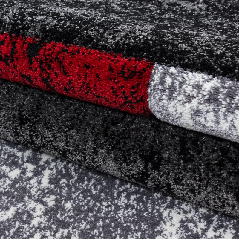 Carpettex Kurzflor Teppich Konturenschnitt Karo Meliert Waschbar