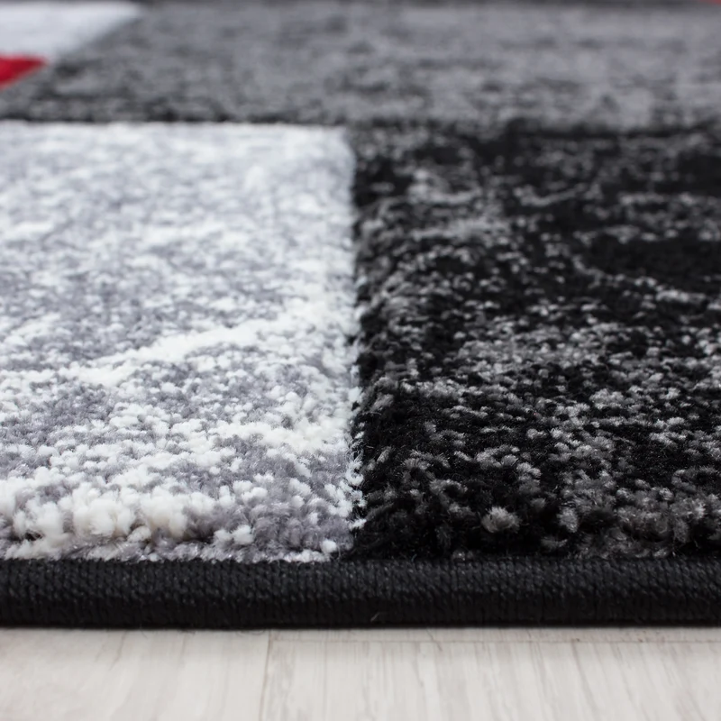 Carpettex Kurzflor Teppich Konturenschnitt Karo Meliert Waschbar