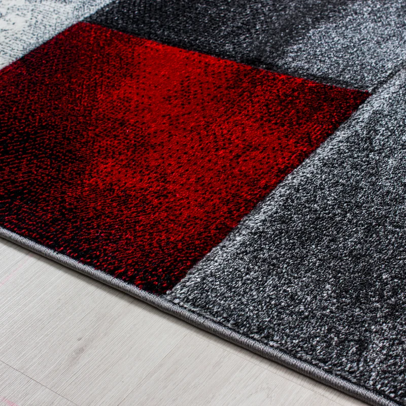 Carpettex Kurzflor Teppich Konturenschnitt Karo Meliert Waschbar