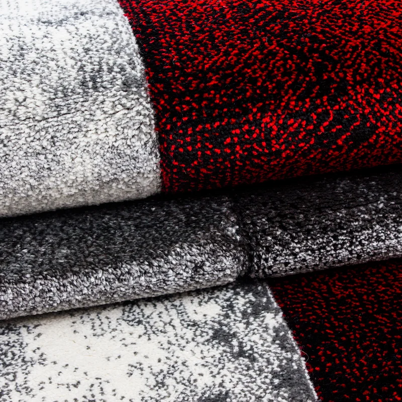 Carpettex Kurzflor Teppich Konturenschnitt Karo Meliert Waschbar