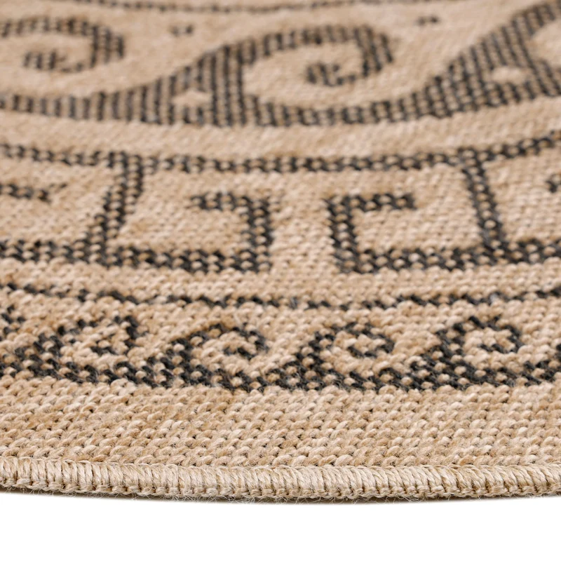 Carpettex Runder Outdoor Teppich Sisal Optik Jute Natur