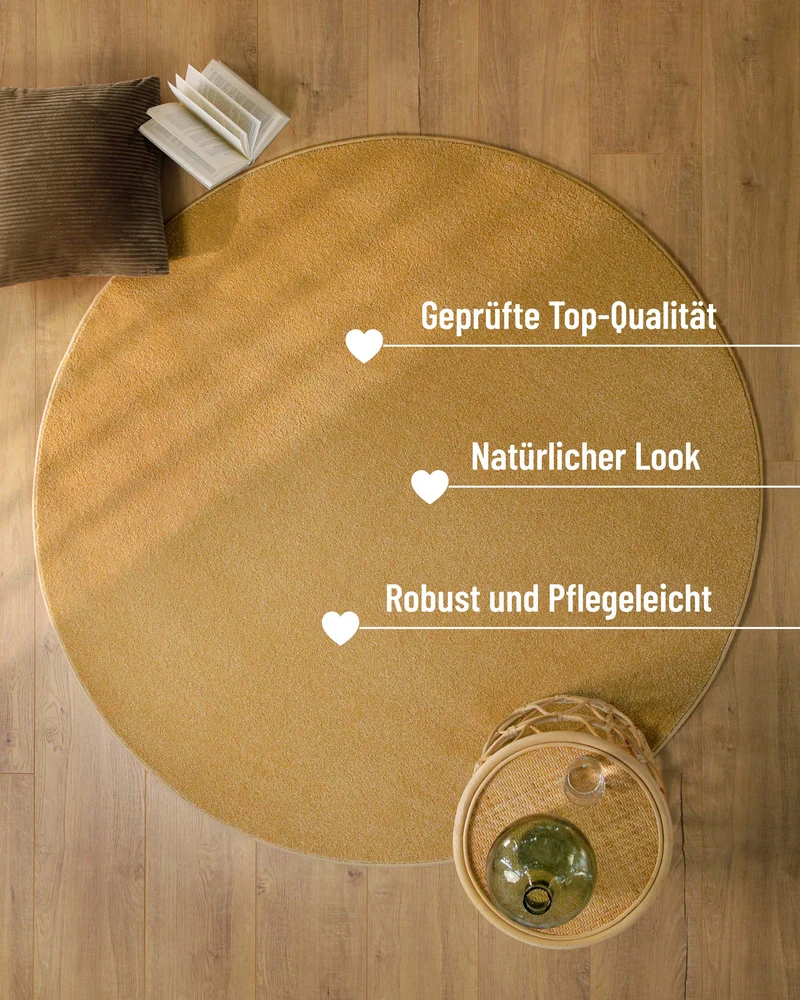 Esprit Kurzflorteppich Rund Ocker Gelb "Vegas"