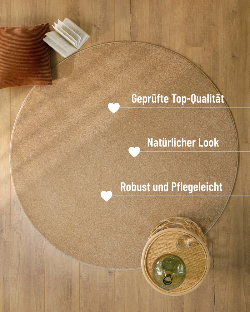 Esprit Kurzflorteppich Rund Sand Beige "Vegas"